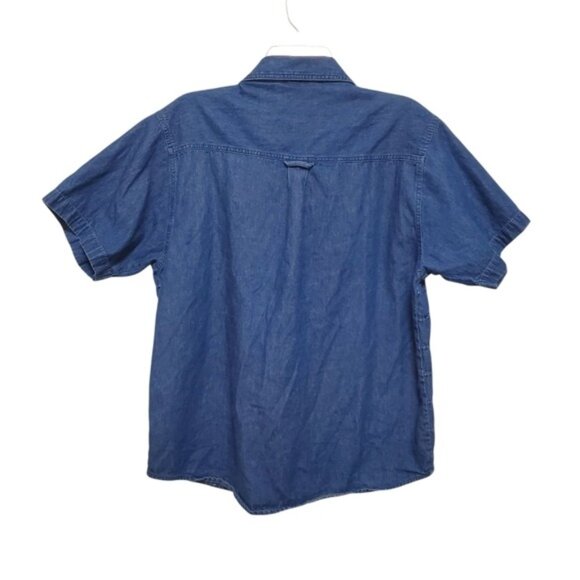 Vintage Textured Denim Button Up Granny Coastal Boho Cotton Large - Picture 3 of 10